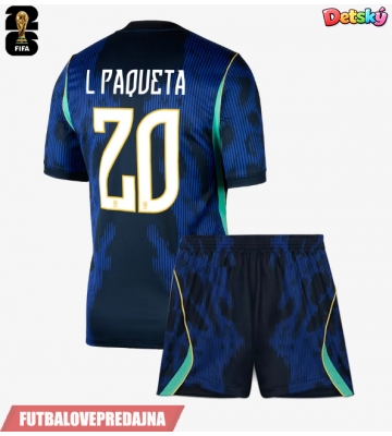 Lacne Dětský Futbalové dres Brazília Lucas Paqueta #20 MS 2026 Krátky Rukáv - Preč (+ trenírky)